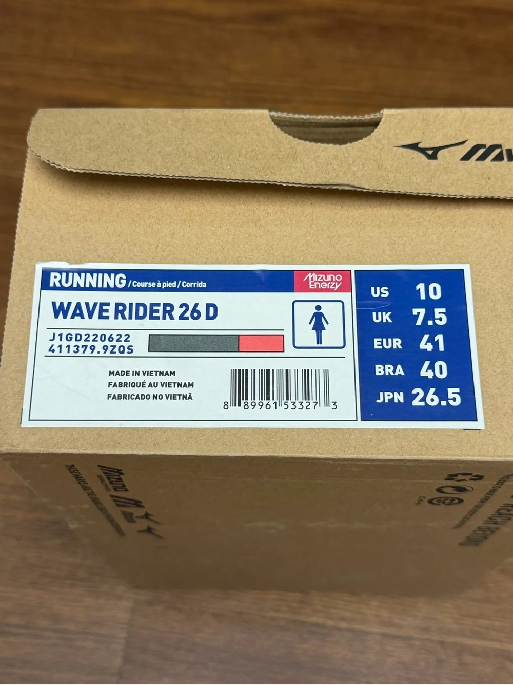 Mizuno Wave Rider 26 Super Wide D Dark Grey Women’s Size 10 Running Shoes Box